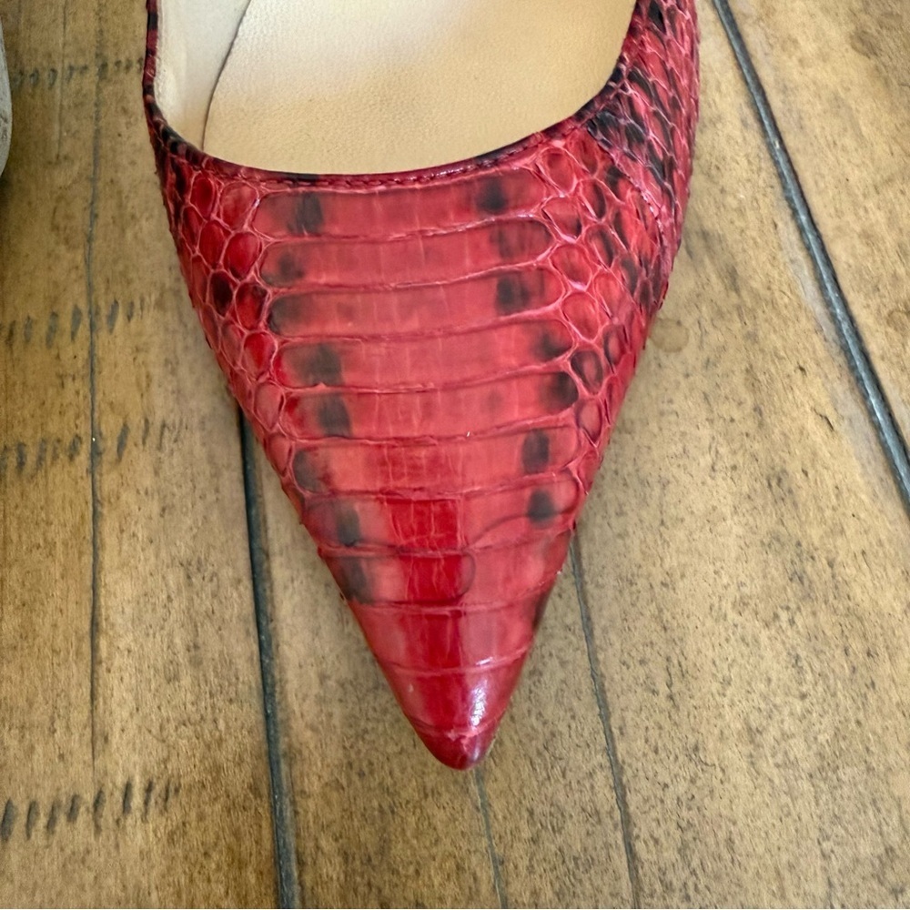 Jimmy Choo Size 39 Red Snakeskin Pointed Toe Stilettos - Picture 3 of 10